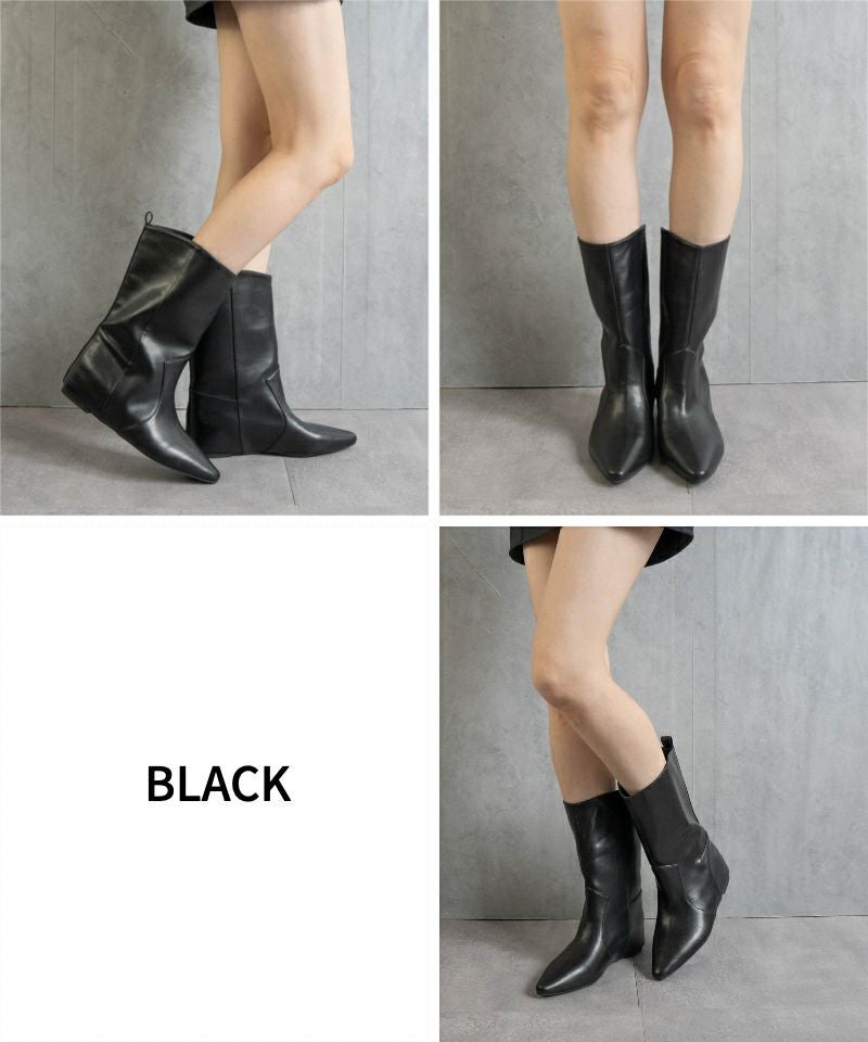 インヒールワイドシャフトミドルブーツ/レディース/fabby fabby インヒールワイドシャフトミドルブーツ/レディース/fabby fabby